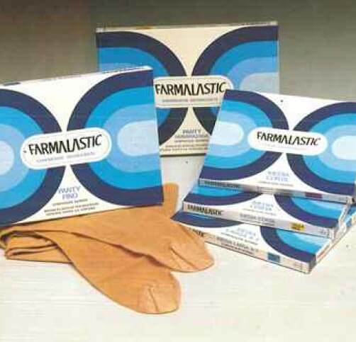 Envases de medias terapéuticas Farmalastic de Cinfa de 1973